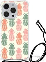Backcase TPU Siliconen Hoesje Geschikt voor iPhone 14 Pro Telefoon Hoesje met doorzichtige rand Ananas