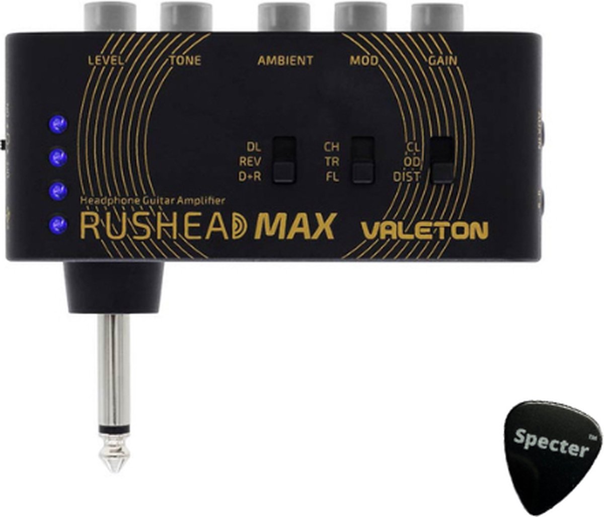 Rushhead Valeton - Hoofdtelefoon Gitaar Versterker - Met Aux in - Elektrische gitaar zonder versterker