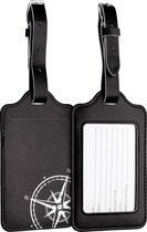 kwmobile 2x étiquette de bagage pour valise - Étiquettes de bagage en similicuir - 11 x 7 cm - Set de 2 en blanc / noir