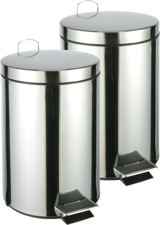 eluno Vintage pedaalemmer keuken vuilnisemmer 12 liter inhoud met uitneembare kunststof binnenemmer metaal (wit