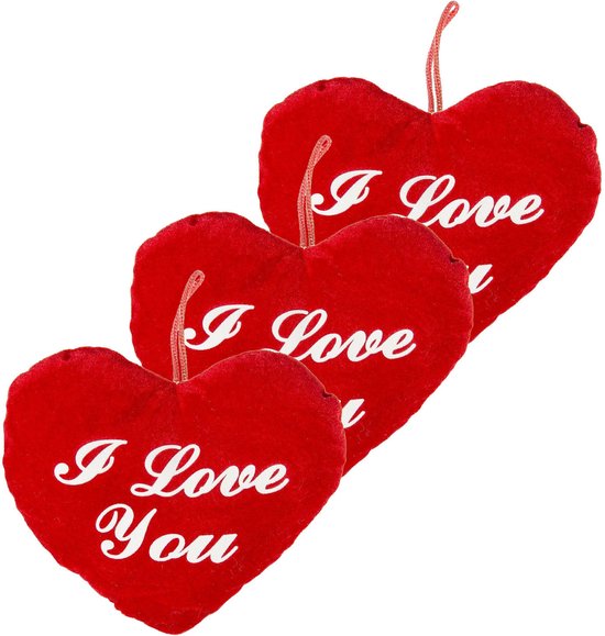 8x coeurs rouges en peluche avec texte Je t'aime - Cadeaux et décorations pour la Saint-Valentin / Fête des mères