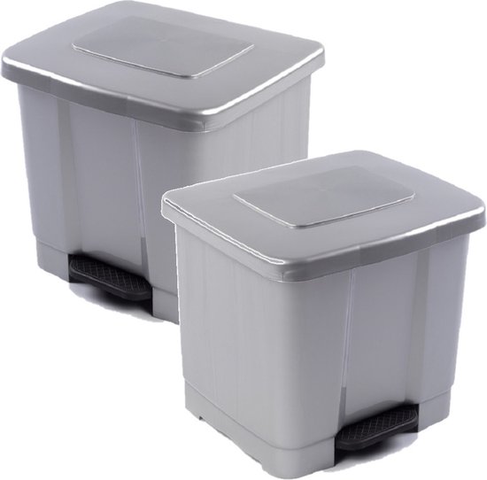CURVER Deco Bin vuilnisemmer 50 l met deksel en pedaal, zwart/zilver