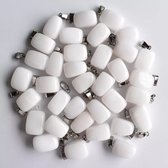 Natuursteen Witte Jade 2 steentjes met touwketting | Sieraden Bedel | Hanger | Ketting