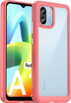 Mobigear Hoesje geschikt voor Xiaomi Redmi A1 4G Telefoonhoesje Hardcase | Mobigear Crystal Backcover Shockproof | Schokbestendig Redmi A1 4G Telefoonhoesje | Anti Shock Proof - Transparant /Rood | Transparant,rood