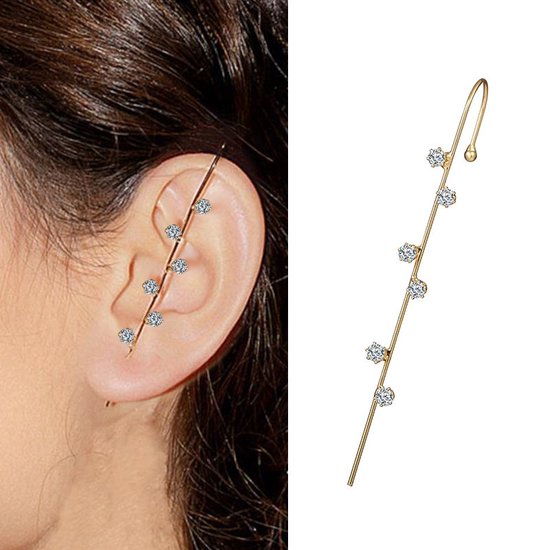 Dear Lune - Earring Piercing - 1 piece - Oorbel - Hook Earrings - Zirconia - Simple - Elegant - Style 010