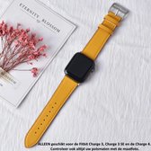 Geel kunst Lederen horloge Band geschikt voor Apple Watch 1, 2, 3, 4, 5, 6, 7, 8, SE & Nike+, 38mm & 40mm "Vrouwenbreedte" Series – Maat: zie maatfoto - kunst Leer - Leder - Leren Smartwatchbandje - Yellow