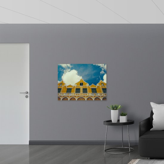 WallClassics - Poster brillant - Bâtiment jaune - Curaçao - 100 x 75 cm Photo sur papier poster avec finition brillante