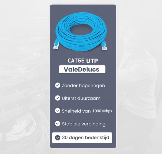 Internetkabel 10 meter - CAT5e UTP kabel RJ45 - Blauw
