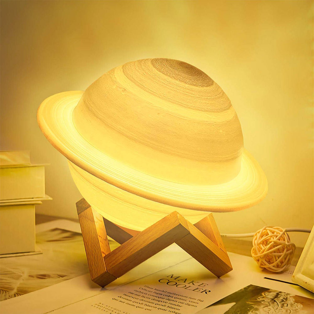 WBV™ Saturnus Lamp Maan Lamp Kristal Lamp RGB Maan Galaxy Lamp 16 Kleuren Touch Control Afstandsbediening