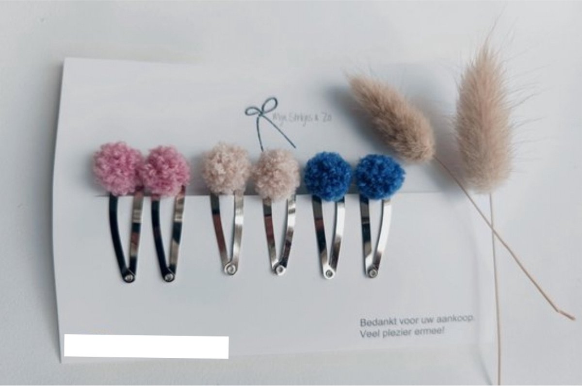 sinterklaas kerst cadeau Pompom wol klik klak spelden set 4 cm baby meisjes haaraccesoires stevige clips roze,offwhite,blauw