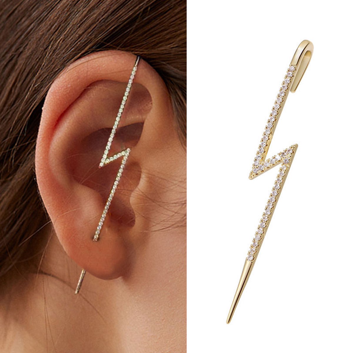 Dear Lune - Earring Piercing - 1 piece - Oorbel - Hook Earrings - Zirconia - Simple - Elegant - Style 004