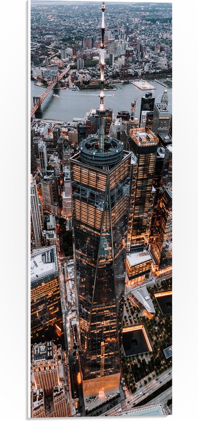 WallClassics - PVC Schuimplaat- De Stad vanuit de Lucht - New York - 20x60 cm Foto op PVC Schuimplaat