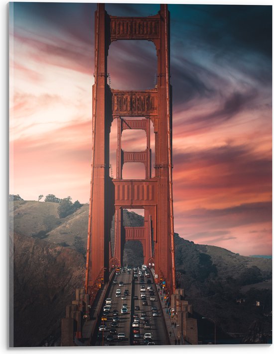 WallClassics - Acrylglas - Brug over het Water - San Francisco - 30x40 cm Foto op Acrylglas (Met Ophangsysteem)