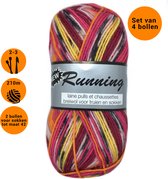 Lammy Yarns - new Running multi (418) -sokkenwol - roze/oranje met spikkel - 4 bollen van 50 gram - naalden 2,5/3 mm.