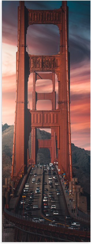 WallClassics - Poster Glanzend – Brug over het Water - San Francisco - 40x120 cm Foto op Posterpapier met Glanzende Afwerking