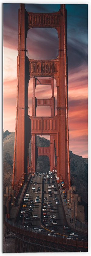 WallClassics - Dibond - Brug over het Water - San Francisco - 50x150 cm Foto op Aluminium (Wanddecoratie van metaal)