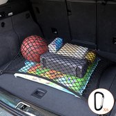 MeeLu Bagagenet voor de auto, kofferbaknet van 140 x 120 cm, opbergnet voor kofferbak, autodak, met 6 stalen karabijnhaken en 4 ABS-haken, elastische rand houdt lasten stevig vast