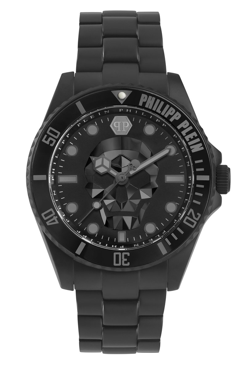 Philipp Plein The $Kull Diver PWOAA0922 Horloge - Staal - Zwart - Ø 44 mm