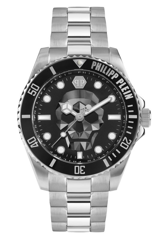 Philipp Plein The $Kull Diver PWOAA0522 Horloge - Staal - Zilverkleurig - Ø 44 mm