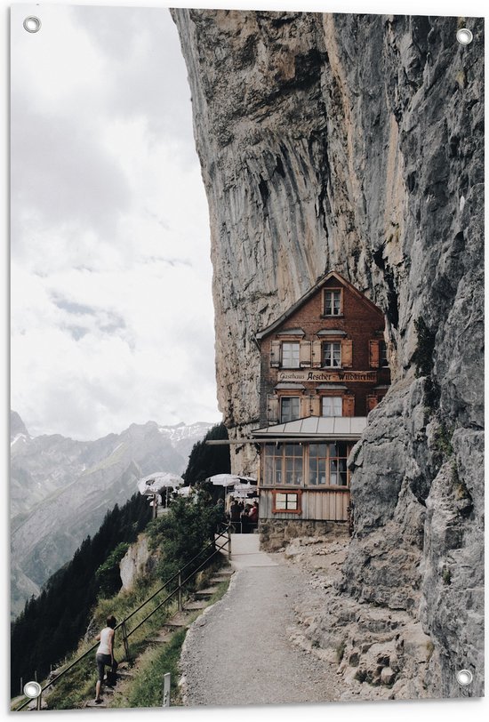 WallClassics - Poster de jardin – Maison sur le sommet nord des Alpes appenzelloises – 60 x 80 cm Photo sur poster de jardin (décoration murale pour l'extérieur et l'intérieur)