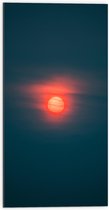 WallClassics - Dibond - Rode Maan achter Wolken - 50x100 cm Foto op Aluminium (Met Ophangsysteem)