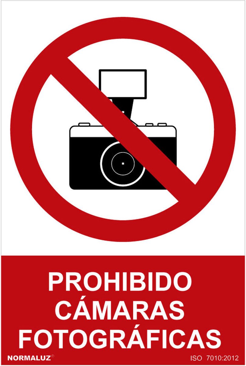 Bord Normaluz Prohibido cámaras fotográficas PVC (30 x 40 cm)