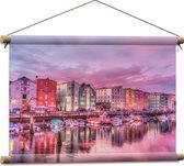 WallClassics - Affiche textile - Maisons colorées au port - Photo sur textile 60x40 cm