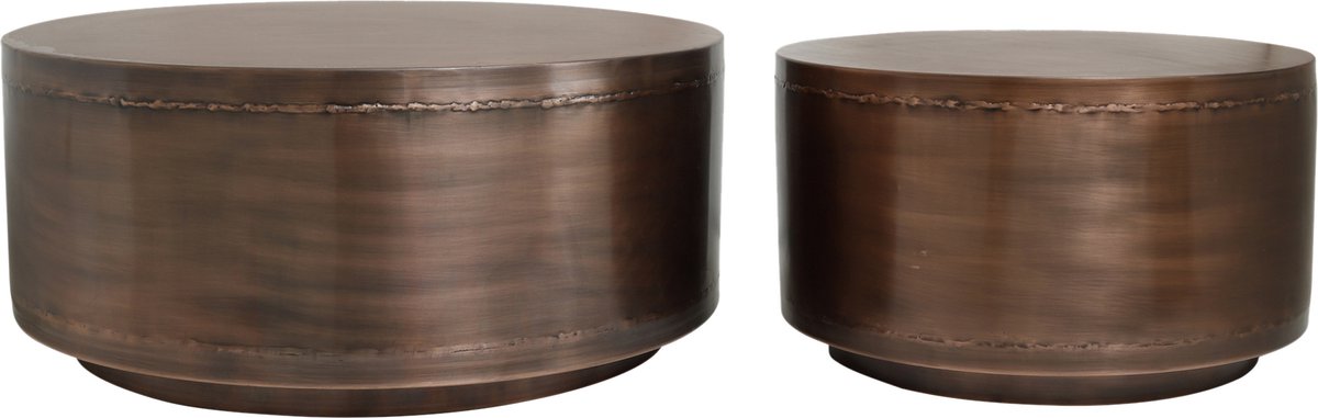 PTMD Salontafel Georgy - 80x80x35 cm - Ijzer - Koper - Set van 2