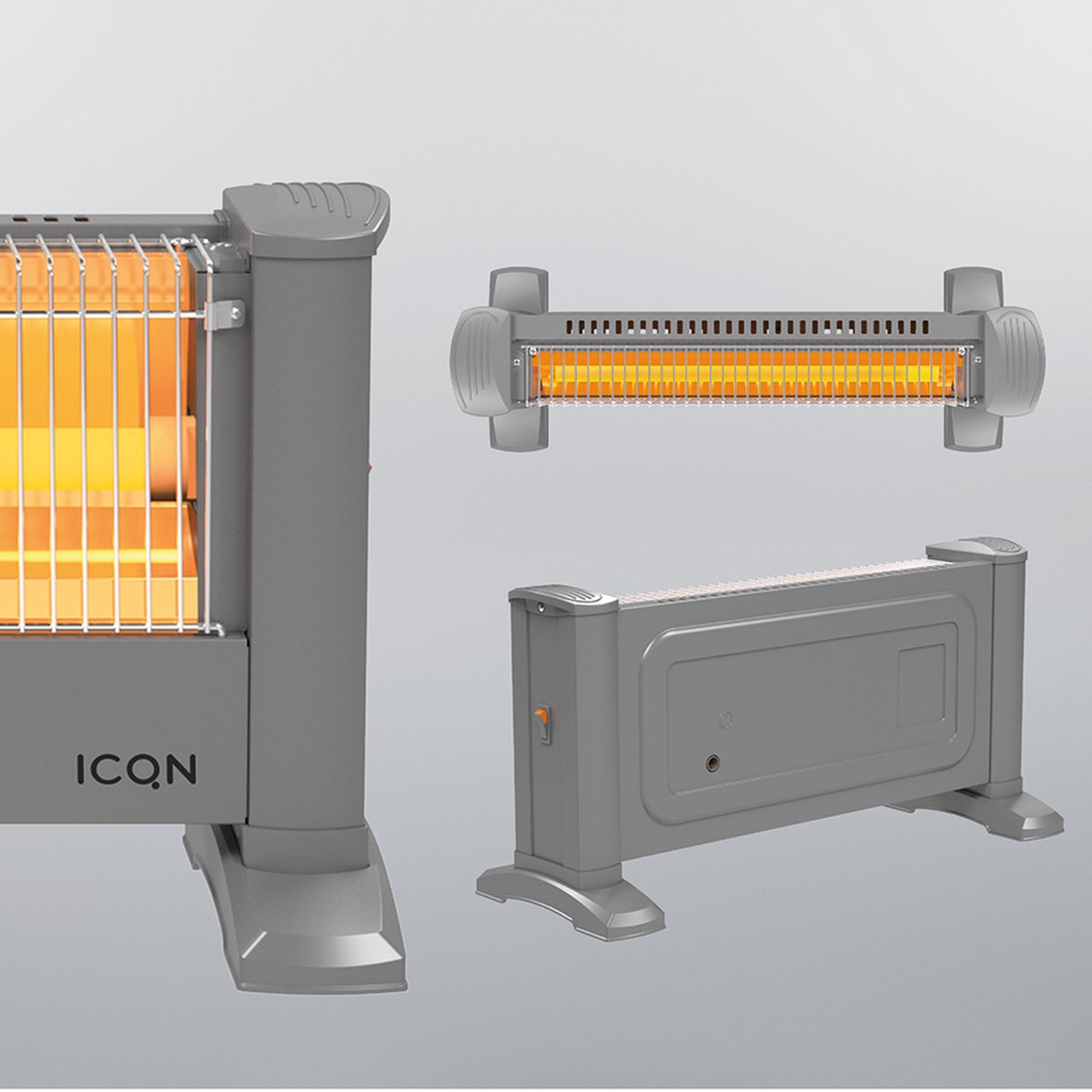 ICQN Infrarood Kachel, Elektrische Verwarming - Energiezuinig - IP20 - Elegant Grijs