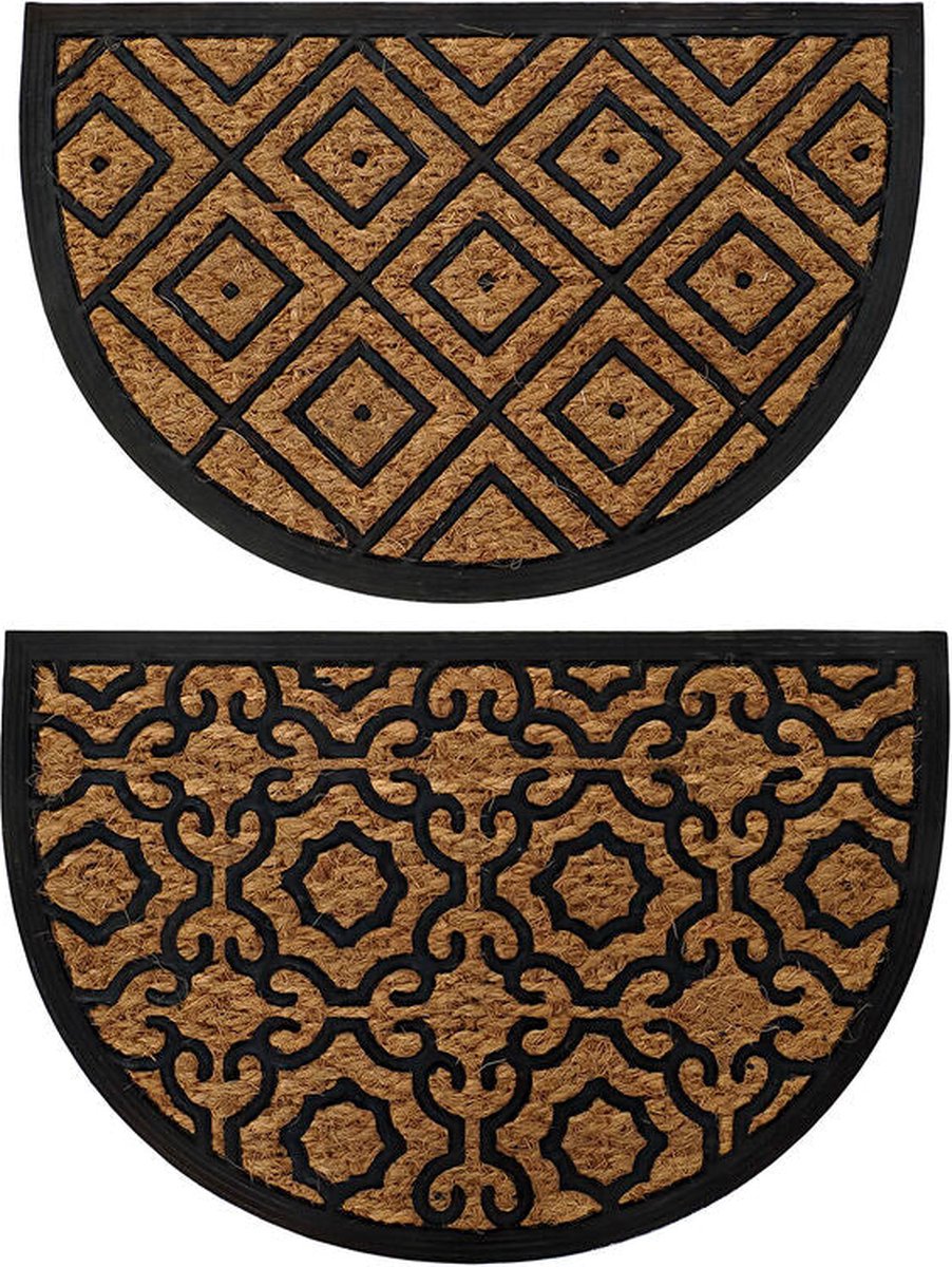 Deurmat DKD Home Decor Zwart Bruin Rubber Arabisch Kokosnoot 2 Stuks (60 x 40 x 0,5 cm)