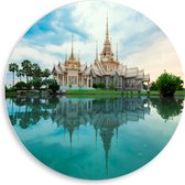 WallClassics - PVC Schuimplaat Muurcirkel - Boeddhisitsche Tempel - Thailand - 50x50 cm Foto op Muurcirkel (met ophangsysteem)