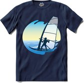 Windzeilen Met Zeiler | Wind zeilen - Boot - Zeilboot - T-Shirt - Unisex - Navy Blue - Maat XL