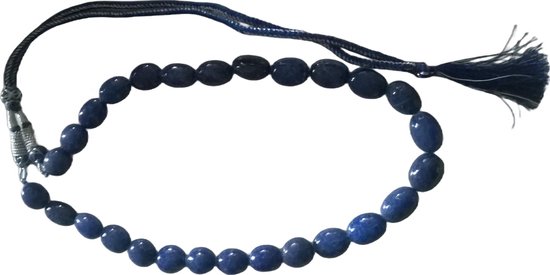 Gemstones-halssnoer ketting saffier blauwe stenen gepolijst 42 cm verlengbaar met 26 cm stenen 1-1,5 cm 79 g