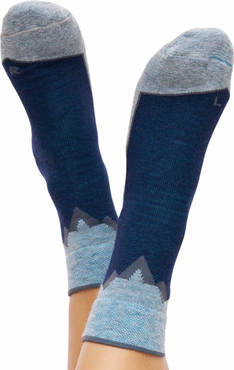 Apu Kuntur sokken -baby alpaca wandelsokken-kleur: blauw-grijs-maat 39-41