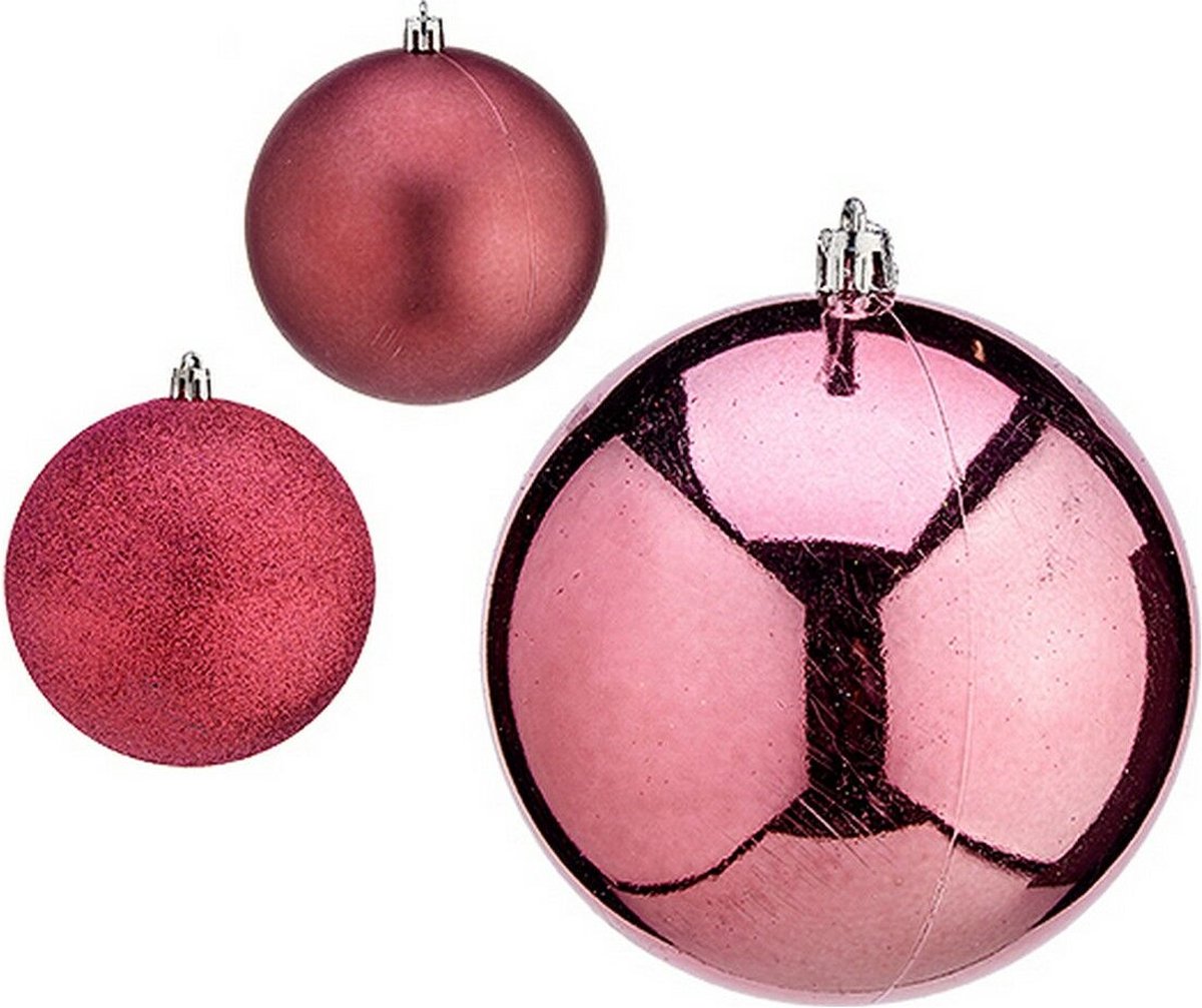 Kerstballen Ø 10 cm 6 Stuks Roze Plastic