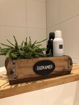 Houten bak - steenmal - badkamer organizer - opbergbox - landelijke woonaccessoires - landelijke decoratie - badkameraccessoires