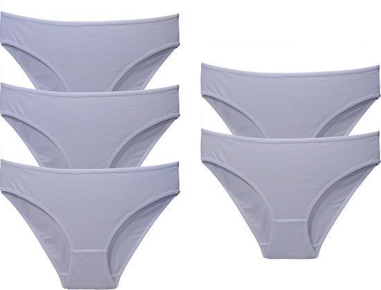 VANILLA - Dames ondergoed, Dames slip, Lingerie - 5 stuks - Egyptisch katoen - Wit - XL