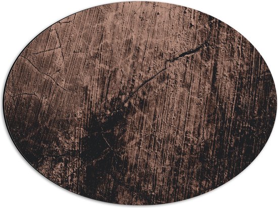 Dibond Ovaal - Print van Krassen op Metaalkleurige Plaat - 56x42 cm Foto op Ovaal (Met Ophangsysteem)