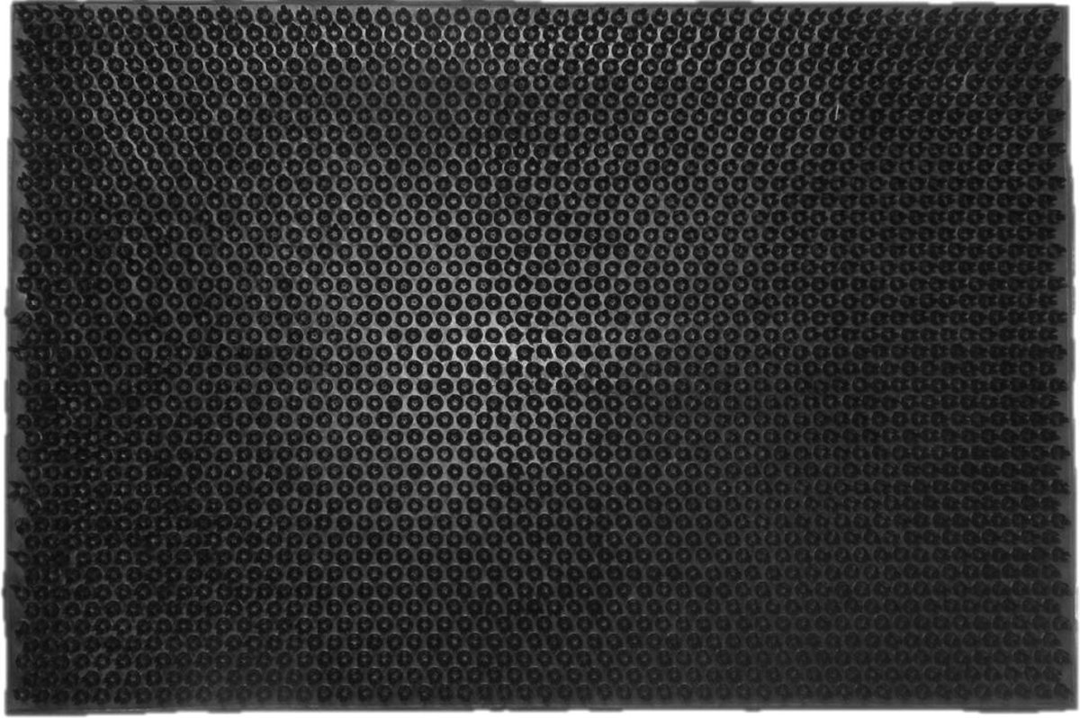 Ikado Schrapend grasmatje zwart in rubber 45 x 75 cm