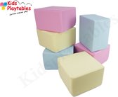 Zachte Soft Play Foam Blokken set 6 stuks Pastel roze-geel-blauw | grote speelblokken | baby speelgoed | foamblokken | reuze bouwblokken | Soft play speelgoed | schuimblokken