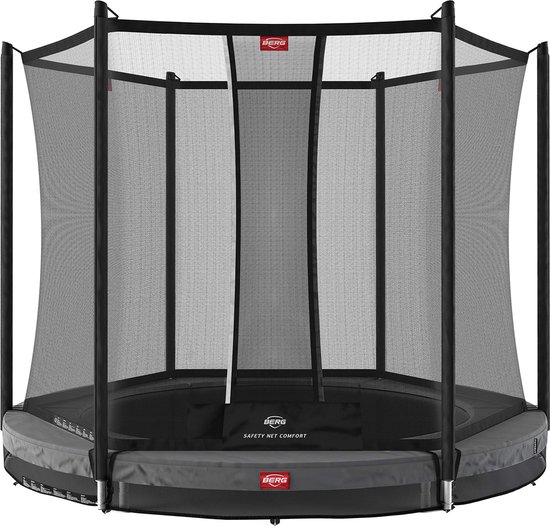 BERG Favorit InGround 330 Trampoline – Safety Net Comfort – AirFlow Springdoek – Grijs