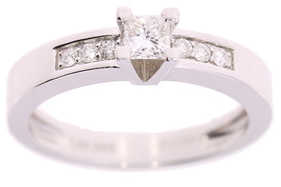 Witgoud damesring - 14 karaat - diamant - GK1220 - sieraad kado - uitverkoop Juwelier Verlinden St. Hubert - van €1695,- voor €1379,-
