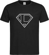 Zwart t-Shirt met letter L “ Superman “ Logo print Wit Size L