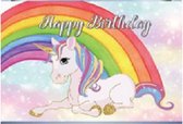 Spandoek - wand decoratie - voor u feestje op te vrolijken 150 cm x 100 - unicorn - Eenhoorn met regenboog