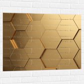 Muursticker - Hexagon Wand in het Goud - 100x75 cm Foto op Muursticker