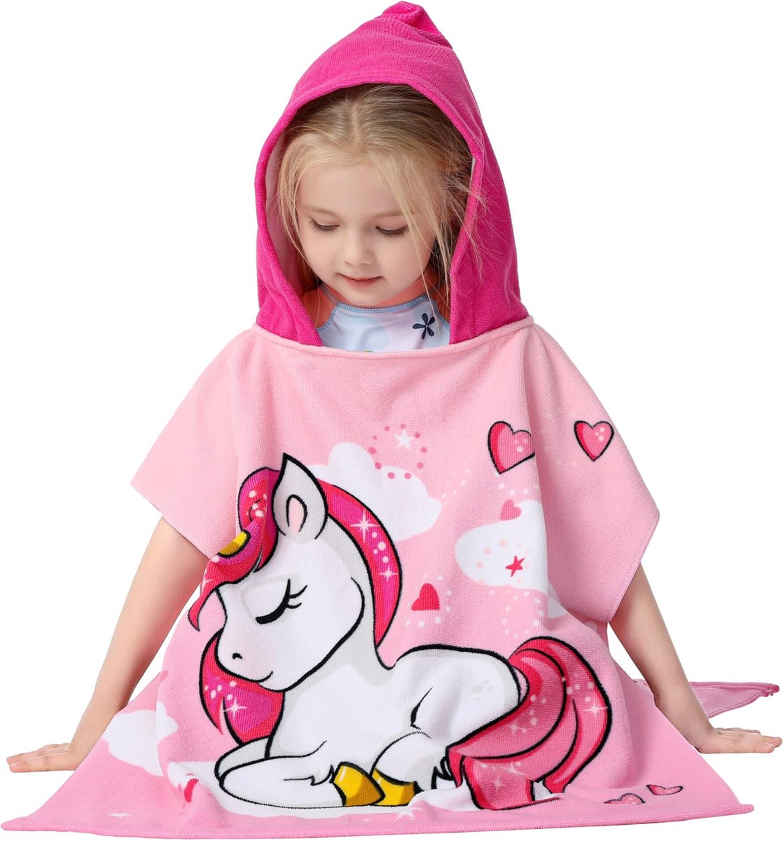 JAXY Badcape Baby - Badcape - Baby Badjas - Omslagdoek - Omslagdoek - Baby Handdoek Met Capuchon - Strandhanddoek - Badponcho - Poncho Handdoek - Microfiber - 60x90cm - Pony