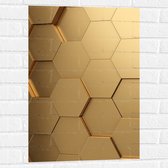 Muursticker - Hexagon Wand in het Goud - 50x75 cm Foto op Muursticker