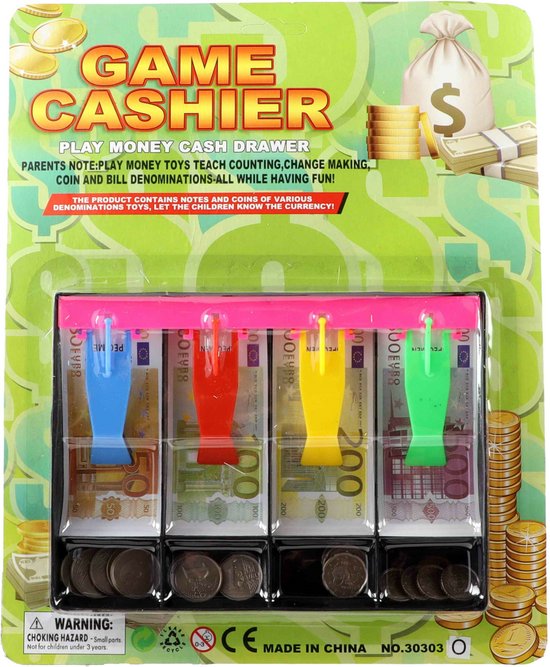 Caisse enregistreuse jeu d'argent fictif en tiroir-caisse 24
