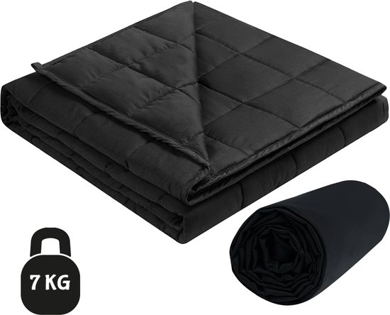 Vonia Verzwaringsdeken 7 kg - Incl. Verzwaringsdeken Hoes - Verzwaarde Deken  - Weighted Blanket - 150 x 200 cm – Zwart