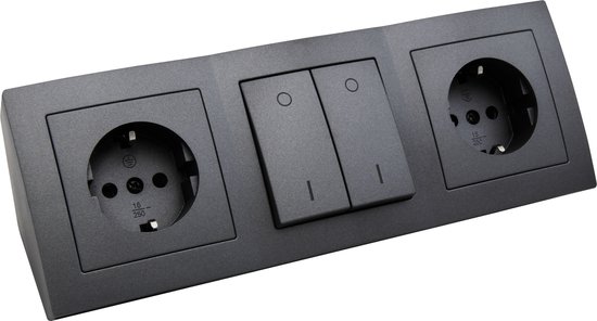 Zwarte stekkerdoos met schakelaar - Verdeelstekker met 15 cm kabel -  Stekkerblok met 2... | bol.com